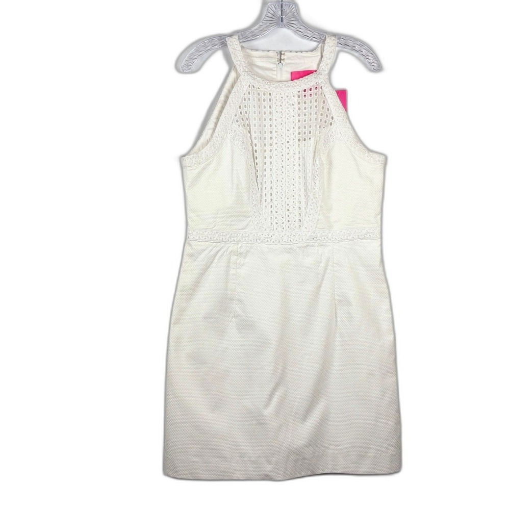 Lilly Pulitzer Charlize Stretch Shift Dress Women 12 Resort White Eyelet Bridal - Picture 2 of 10